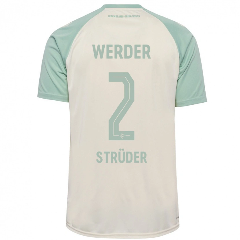 Danxen Mænd Mika Strüder #2 Råhvid Lysegrøn Udebane Spillertrøjer 2024/25 Trøje T-Shirt