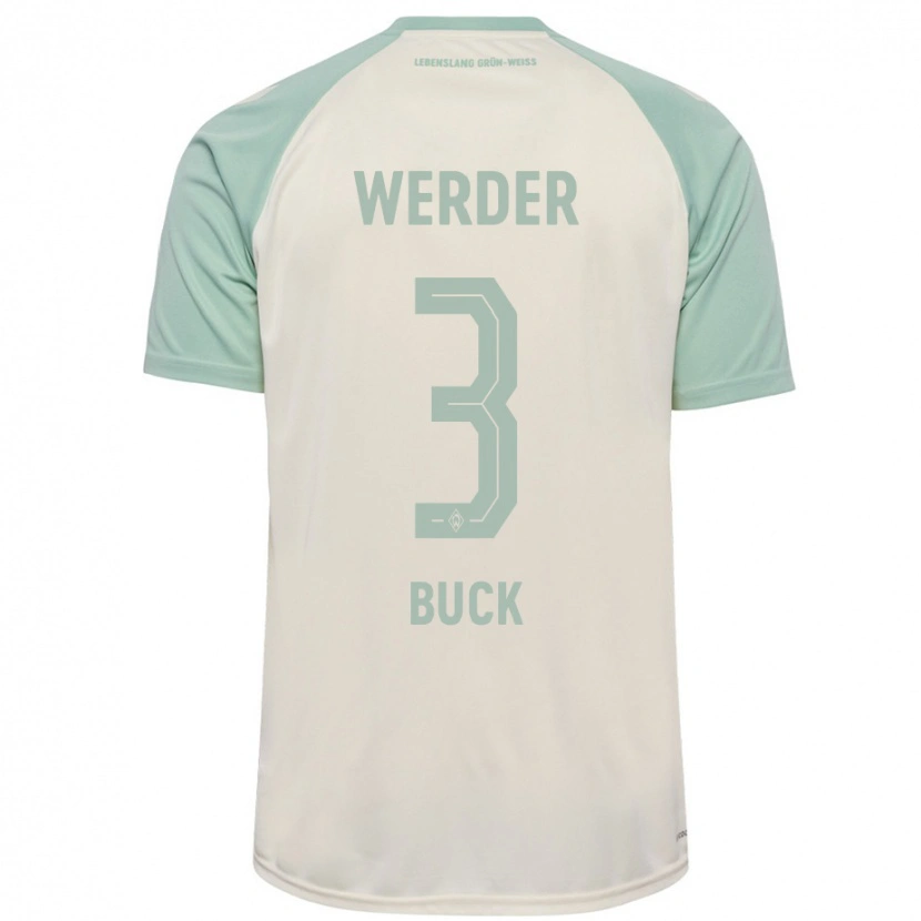 Danxen Mænd Marten Buck #3 Råhvid Lysegrøn Udebane Spillertrøjer 2024/25 Trøje T-Shirt