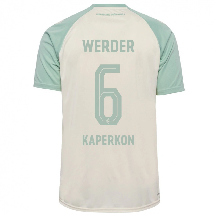Danxen Mænd Tom Kaperkon #6 Råhvid Lysegrøn Udebane Spillertrøjer 2024/25 Trøje T-Shirt