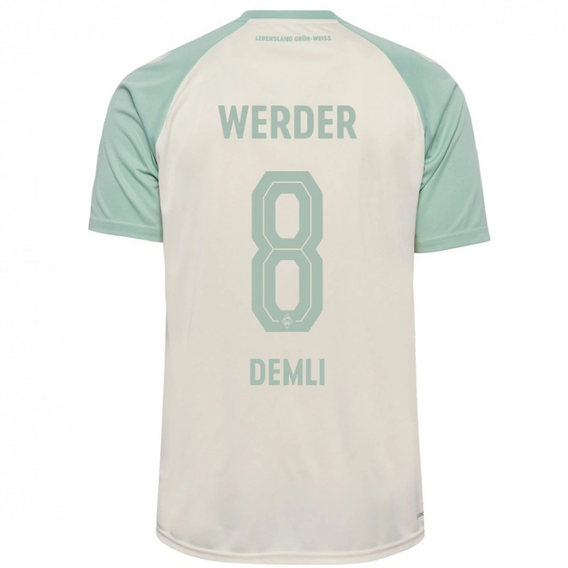 Danxen Mænd Barzan Demli #8 Råhvid Lysegrøn Udebane Spillertrøjer 2024/25 Trøje T-Shirt