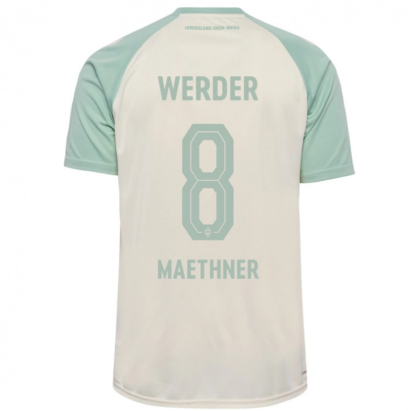 Danxen Mænd Finn Maethner #8 Råhvid Lysegrøn Udebane Spillertrøjer 2024/25 Trøje T-Shirt