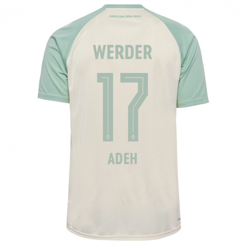 Danxen Mænd Bob-Ignatius Adeh #17 Råhvid Lysegrøn Udebane Spillertrøjer 2024/25 Trøje T-Shirt