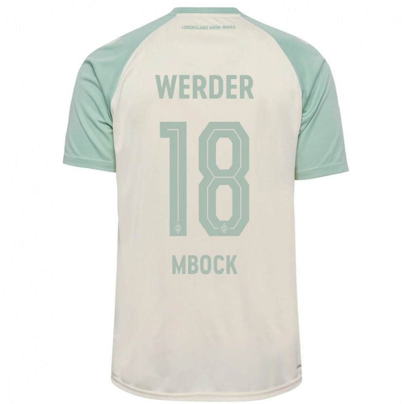 Danxen Mænd Princewill Mbock #18 Råhvid Lysegrøn Udebane Spillertrøjer 2024/25 Trøje T-Shirt