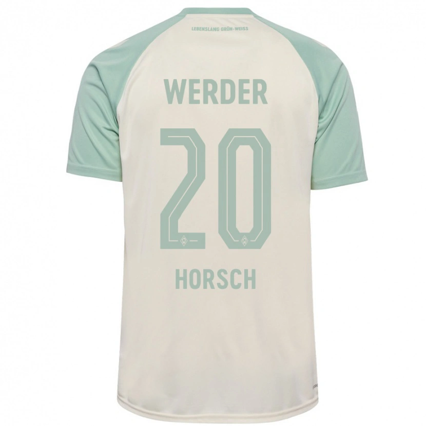 Danxen Mænd Jonas Horsch #20 Råhvid Lysegrøn Udebane Spillertrøjer 2024/25 Trøje T-Shirt