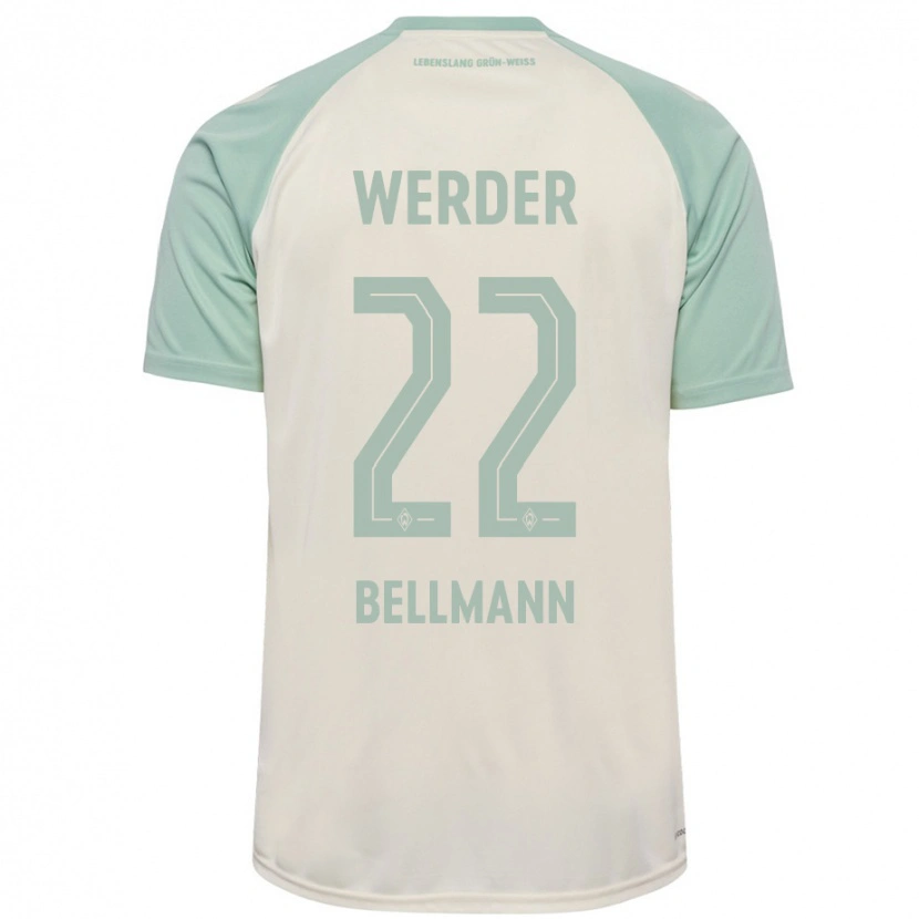 Danxen Mænd Paul Bellmann #22 Råhvid Lysegrøn Udebane Spillertrøjer 2024/25 Trøje T-Shirt