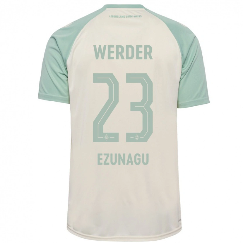 Danxen Mænd Ike Ezunagu #23 Råhvid Lysegrøn Udebane Spillertrøjer 2024/25 Trøje T-Shirt
