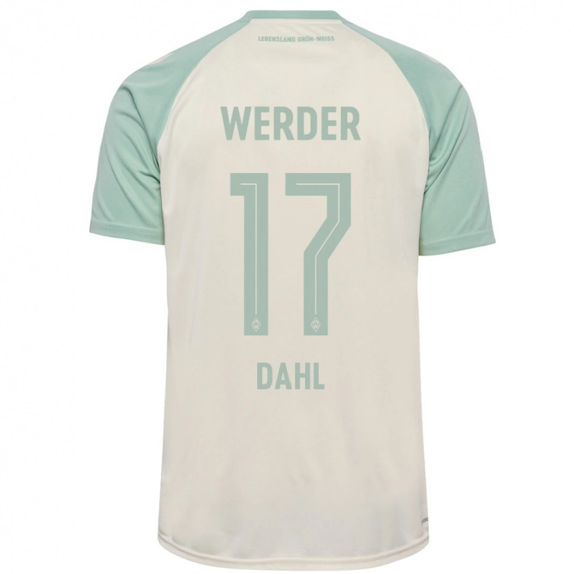 Danxen Mænd Amira Dahl #17 Råhvid Lysegrøn Udebane Spillertrøjer 2024/25 Trøje T-Shirt