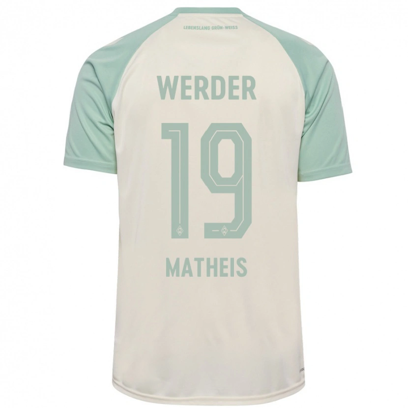 Danxen Mænd Saskia Matheis #19 Råhvid Lysegrøn Udebane Spillertrøjer 2024/25 Trøje T-Shirt