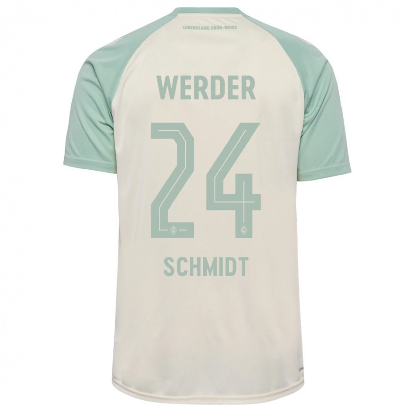 Danxen Mænd Lara Schmidt #24 Råhvid Lysegrøn Udebane Spillertrøjer 2024/25 Trøje T-Shirt