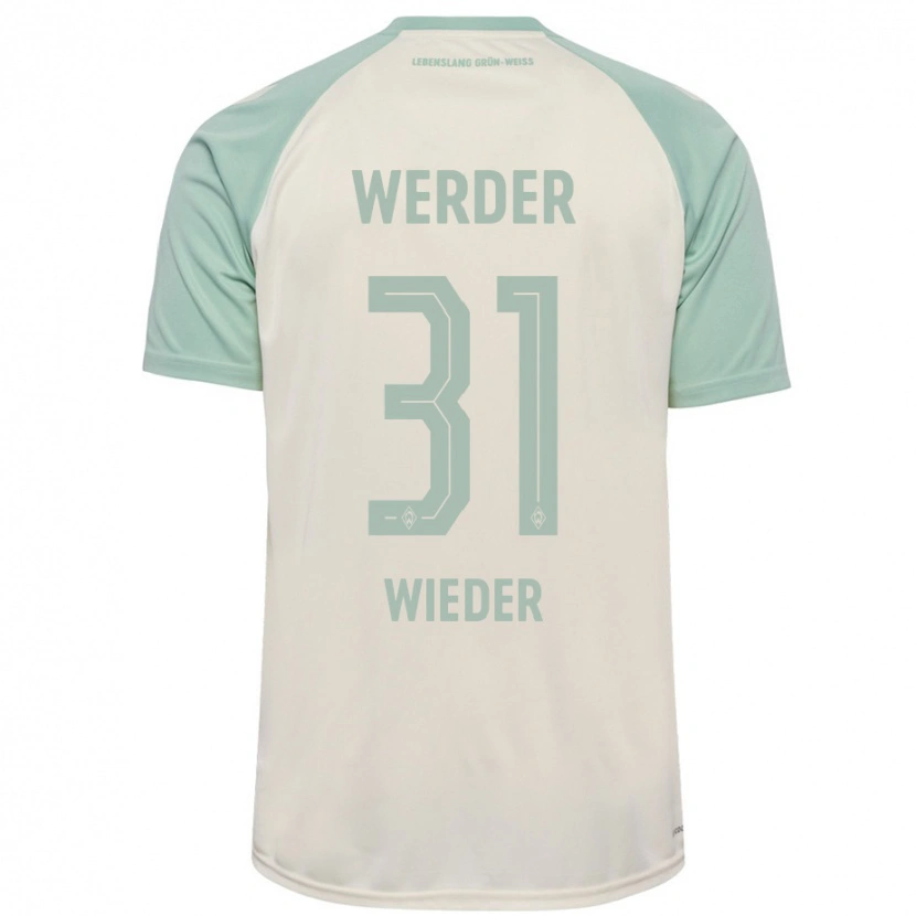 Danxen Mænd Verena Wieder #31 Råhvid Lysegrøn Udebane Spillertrøjer 2024/25 Trøje T-Shirt