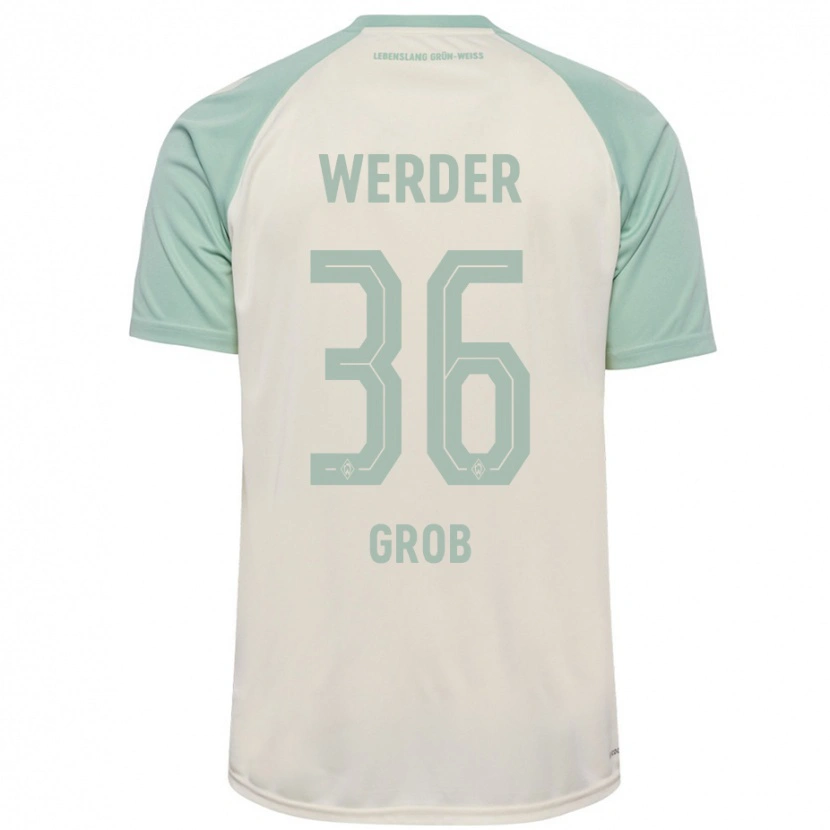 Danxen Mænd Christian Groß #36 Råhvid Lysegrøn Udebane Spillertrøjer 2024/25 Trøje T-Shirt