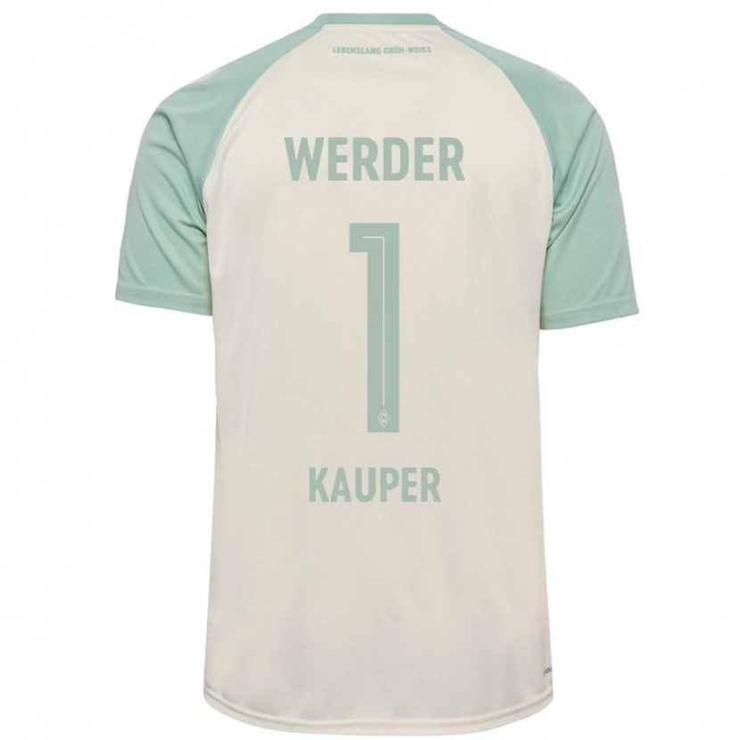 Danxen Mænd Ben Käuper #1 Råhvid Lysegrøn Udebane Spillertrøjer 2024/25 Trøje T-Shirt