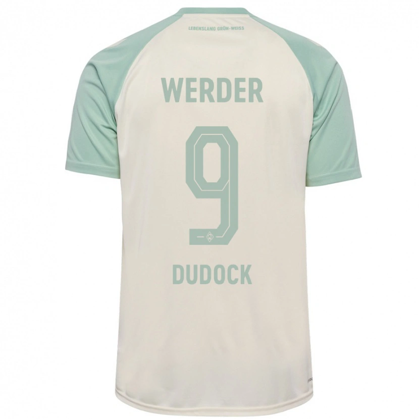 Danxen Mænd Joshua Dudock #9 Råhvid Lysegrøn Udebane Spillertrøjer 2024/25 Trøje T-Shirt