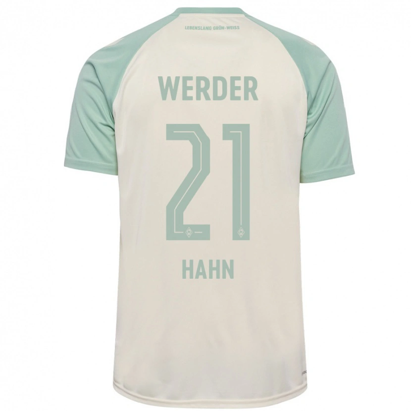 Danxen Mænd Chiara Hahn #21 Råhvid Lysegrøn Udebane Spillertrøjer 2024/25 Trøje T-Shirt
