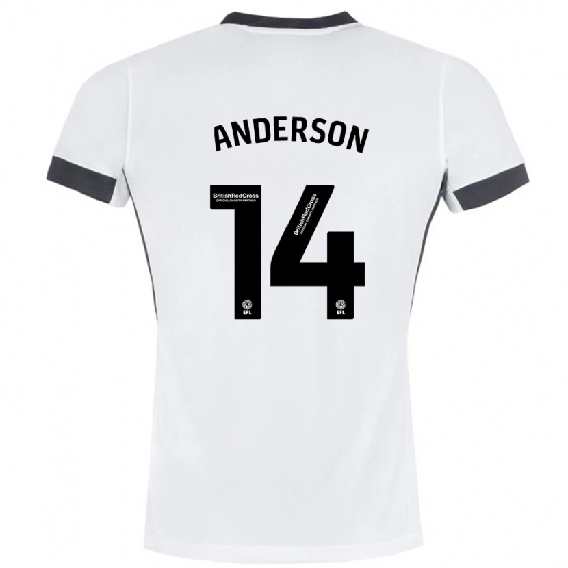 Danxen Mænd Keshi Anderson #14 Hvid Sort Udebane Spillertrøjer 2024/25 Trøje T-Shirt