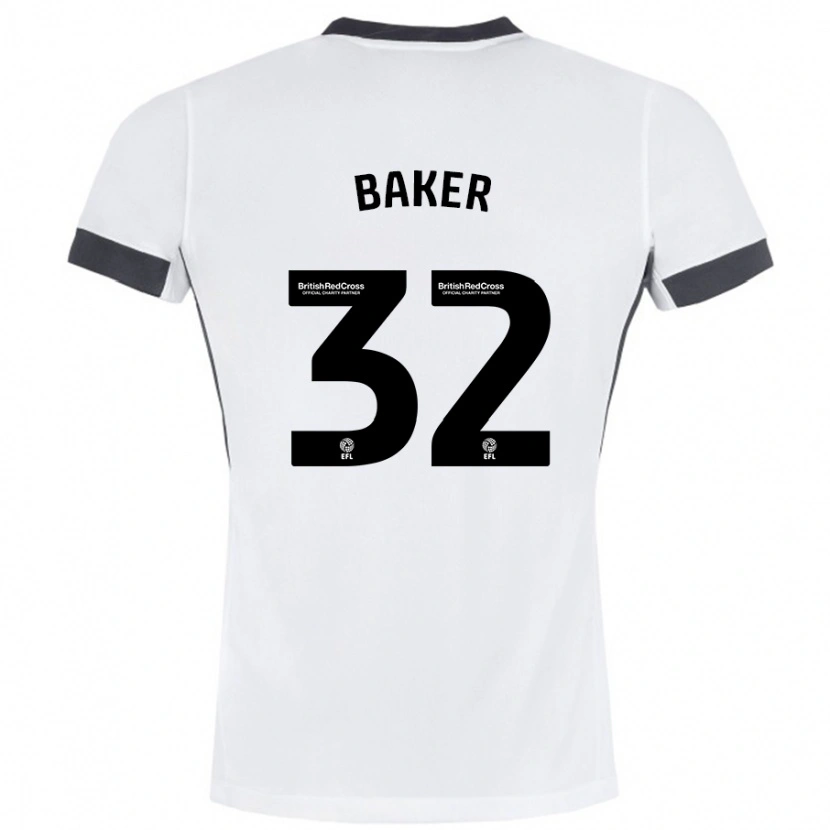 Danxen Mænd Ava Baker #32 Hvid Sort Udebane Spillertrøjer 2024/25 Trøje T-Shirt