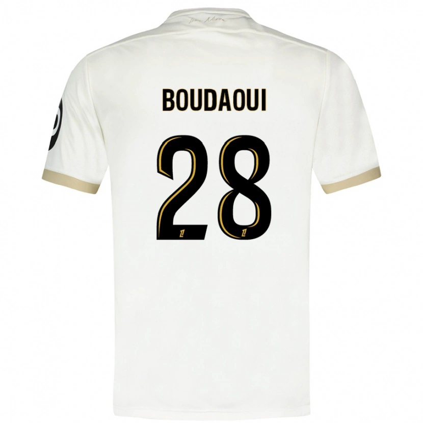 Danxen Mænd Hicham Boudaoui #28 Hvidguld Udebane Spillertrøjer 2024/25 Trøje T-Shirt