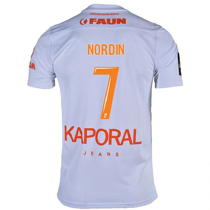 Danxen Mænd Arnaud Nordin #7 Hvid Udebane Spillertrøjer 2024/25 Trøje T-Shirt