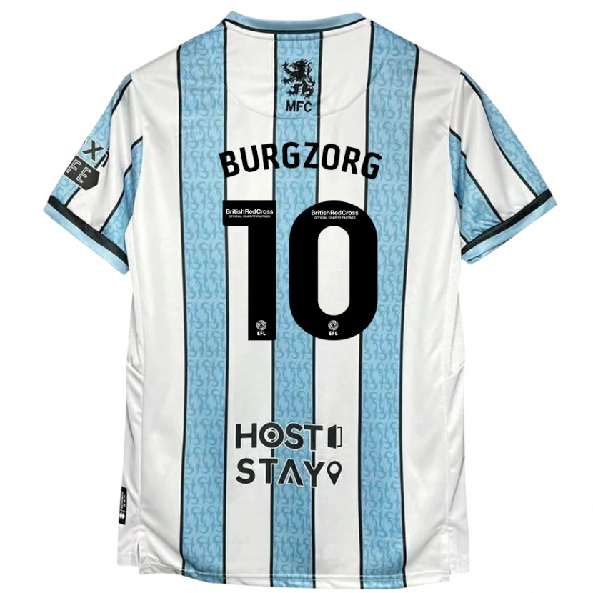 Danxen Mænd Delano Burgzorg #10 Hvid Blå Udebane Spillertrøjer 2024/25 Trøje T-Shirt