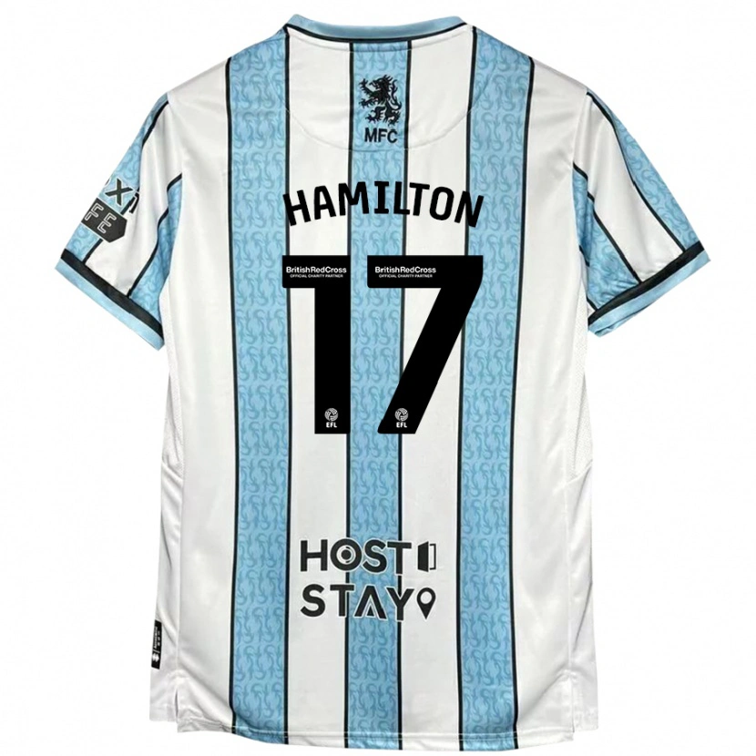 Danxen Mænd Micah Hamilton #17 Hvid Blå Udebane Spillertrøjer 2024/25 Trøje T-Shirt