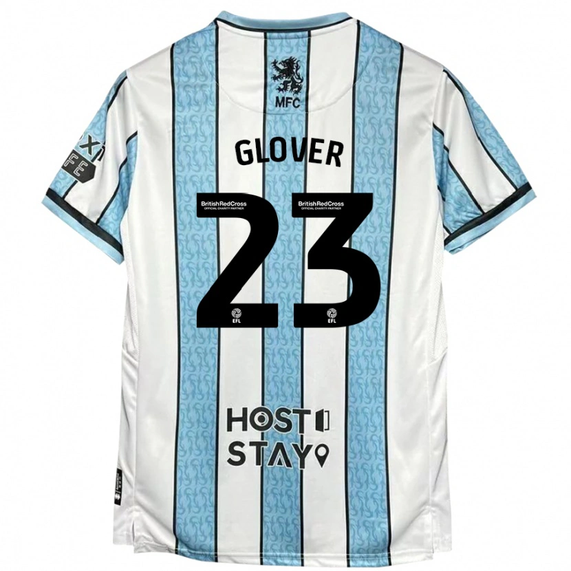 Danxen Mænd Tom Glover #23 Hvid Blå Udebane Spillertrøjer 2024/25 Trøje T-Shirt