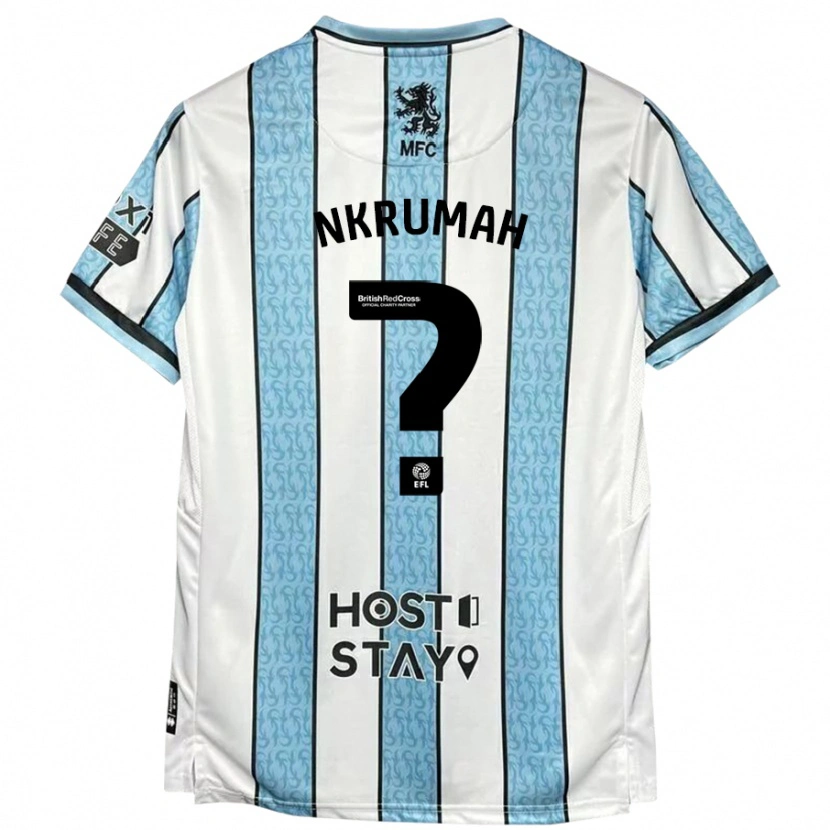Danxen Mænd Daniel Nkrumah #0 Hvid Blå Udebane Spillertrøjer 2024/25 Trøje T-Shirt