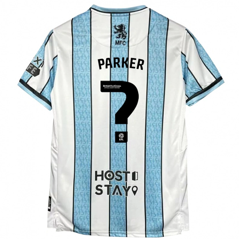 Danxen Mænd Leon Parker #0 Hvid Blå Udebane Spillertrøjer 2024/25 Trøje T-Shirt