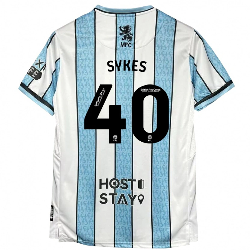 Danxen Mænd Cain Sykes #40 Hvid Blå Udebane Spillertrøjer 2024/25 Trøje T-Shirt