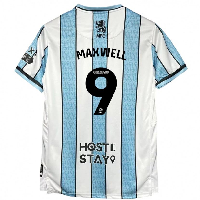 Danxen Mænd Armani Maxwell #9 Hvid Blå Udebane Spillertrøjer 2024/25 Trøje T-Shirt