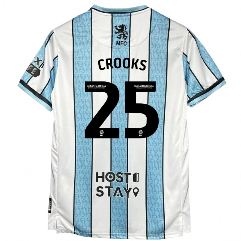 Danxen Mænd Matt Crooks #25 Hvid Blå Udebane Spillertrøjer 2024/25 Trøje T-Shirt