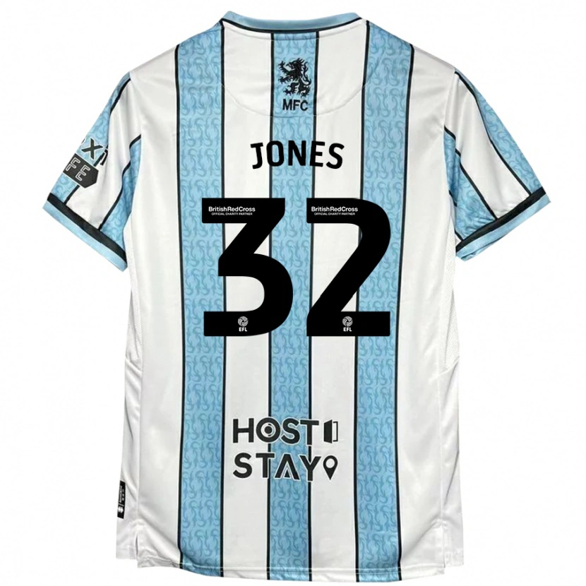 Danxen Mænd Jamie Jones #32 Hvid Blå Udebane Spillertrøjer 2024/25 Trøje T-Shirt