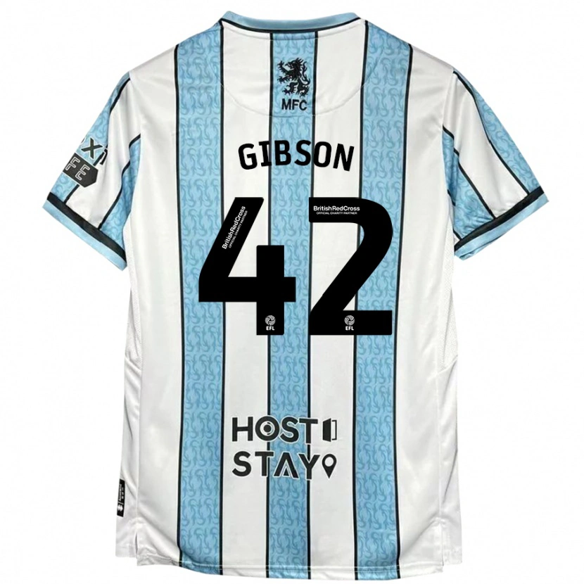 Danxen Mænd Joseph Gibson #42 Hvid Blå Udebane Spillertrøjer 2024/25 Trøje T-Shirt
