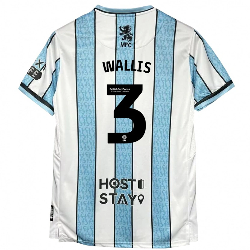 Danxen Mænd Emma Wallis #3 Hvid Blå Udebane Spillertrøjer 2024/25 Trøje T-Shirt