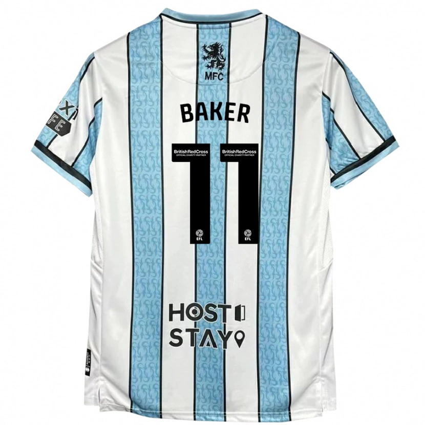 Danxen Mænd Ella Baker #11 Hvid Blå Udebane Spillertrøjer 2024/25 Trøje T-Shirt