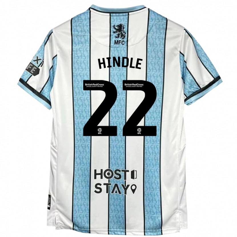 Danxen Mænd Rachel Hindle #22 Hvid Blå Udebane Spillertrøjer 2024/25 Trøje T-Shirt