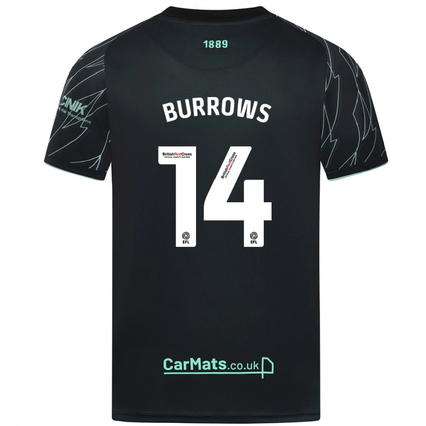 Danxen Mænd Harrison Burrows #14 Sort Grøn Udebane Spillertrøjer 2024/25 Trøje T-Shirt