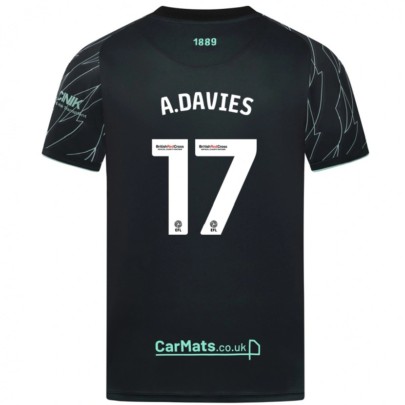 Danxen Mænd Adam Davies #17 Sort Grøn Udebane Spillertrøjer 2024/25 Trøje T-Shirt