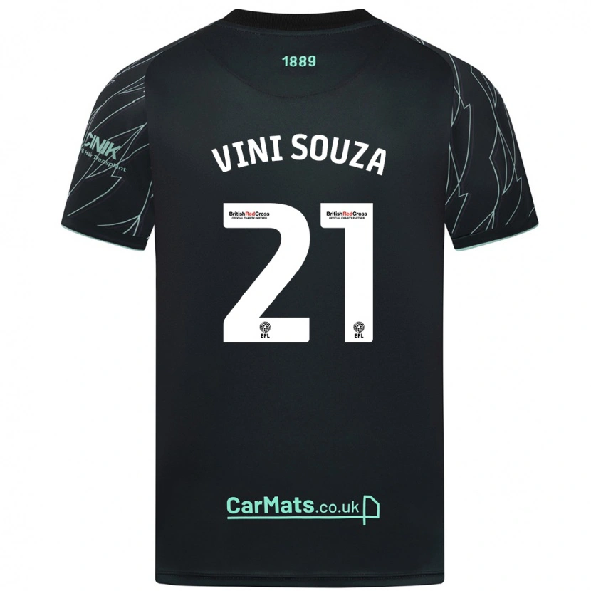 Danxen Mænd Vini Souza #21 Sort Grøn Udebane Spillertrøjer 2024/25 Trøje T-Shirt