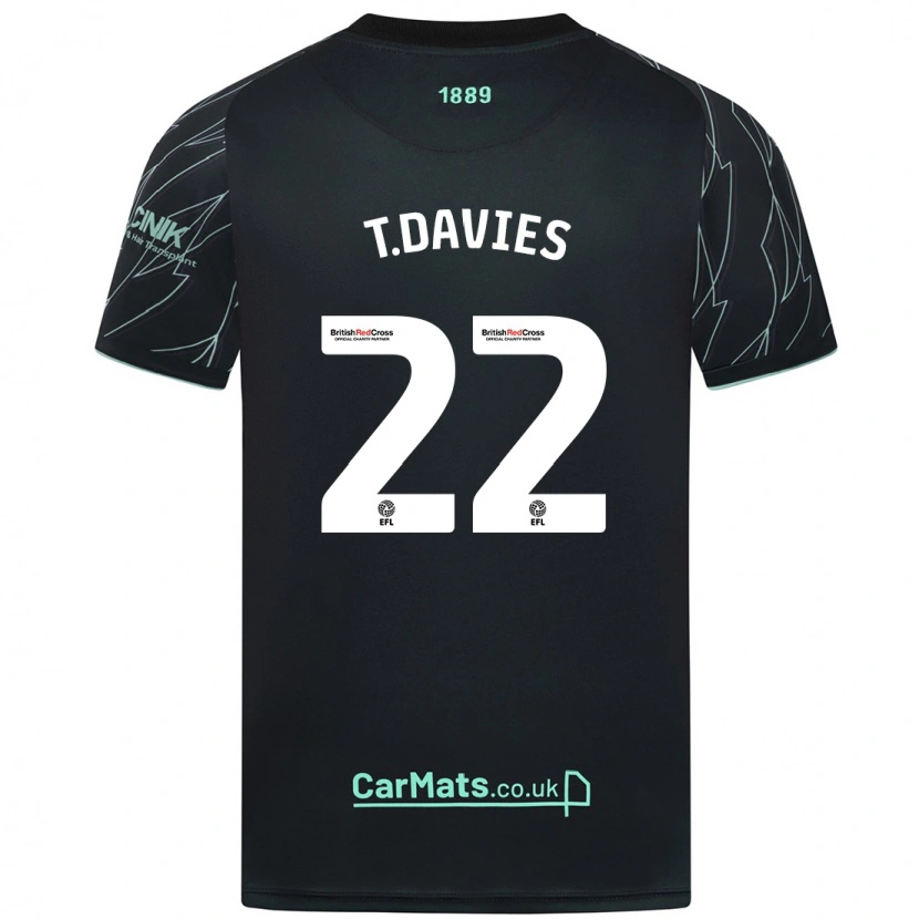 Danxen Mænd Tom Davies #22 Sort Grøn Udebane Spillertrøjer 2024/25 Trøje T-Shirt