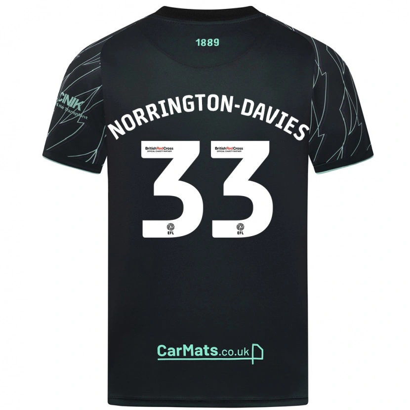 Danxen Mænd Rhys Norrington-Davies #33 Sort Grøn Udebane Spillertrøjer 2024/25 Trøje T-Shirt