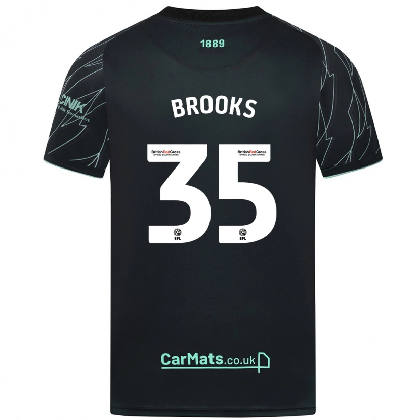 Danxen Mænd Andre Brooks #35 Sort Grøn Udebane Spillertrøjer 2024/25 Trøje T-Shirt