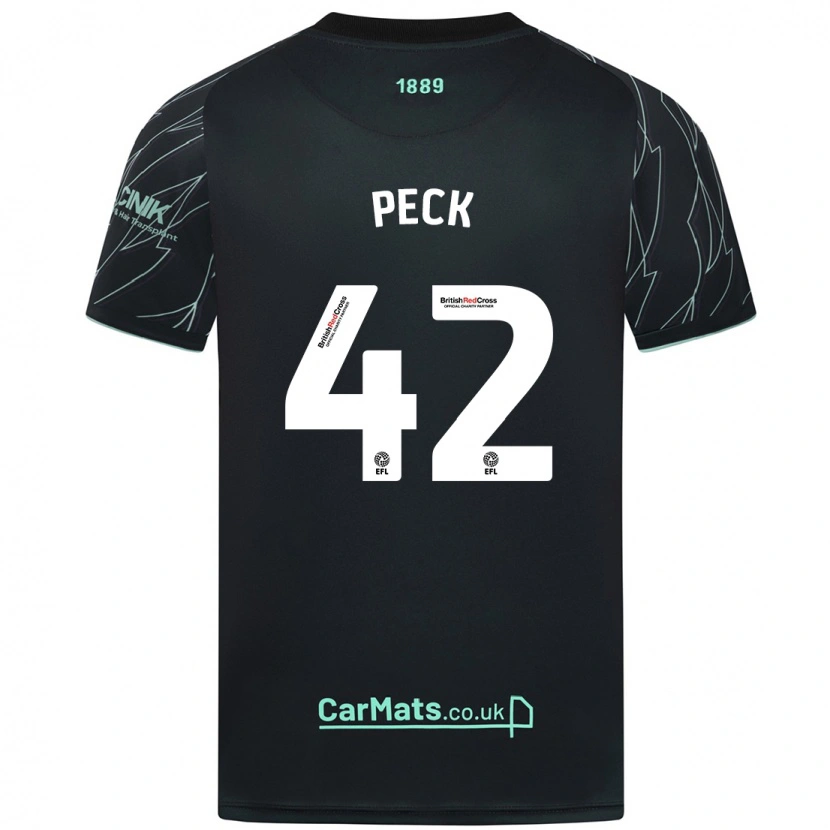 Danxen Mænd Sydie Peck #42 Sort Grøn Udebane Spillertrøjer 2024/25 Trøje T-Shirt
