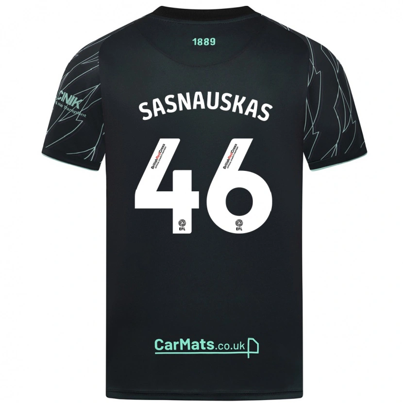 Danxen Mænd Dovydas Sasnauskas #46 Sort Grøn Udebane Spillertrøjer 2024/25 Trøje T-Shirt