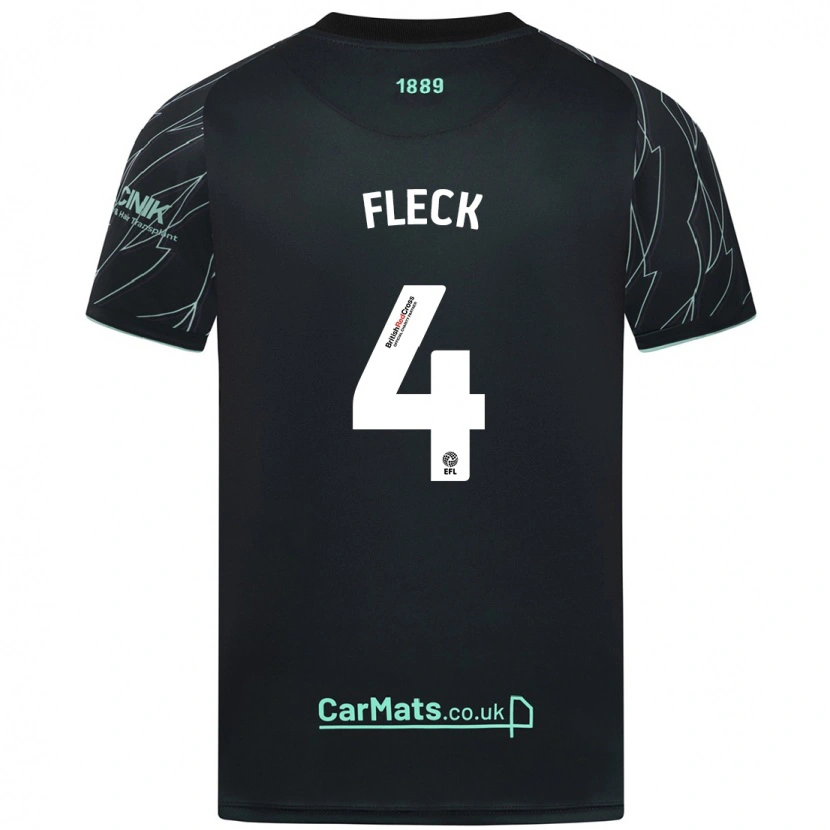 Danxen Mænd John Fleck #4 Sort Grøn Udebane Spillertrøjer 2024/25 Trøje T-Shirt
