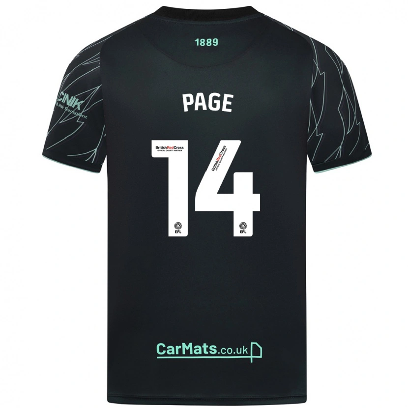 Danxen Mænd Olivia Jane Page #14 Sort Grøn Udebane Spillertrøjer 2024/25 Trøje T-Shirt