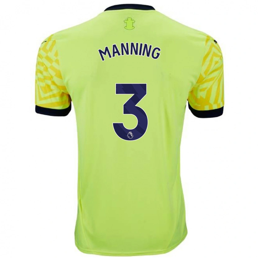 Danxen Mænd Ryan Manning #3 Gul Udebane Spillertrøjer 2024/25 Trøje T-Shirt