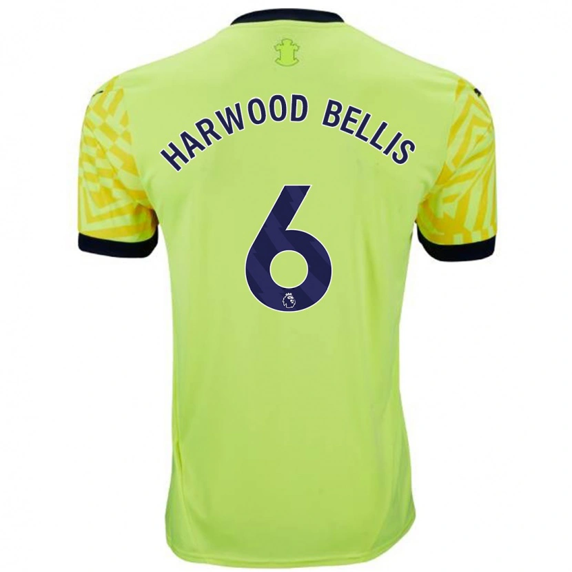 Danxen Mænd Taylor Harwood-Bellis #6 Gul Udebane Spillertrøjer 2024/25 Trøje T-Shirt