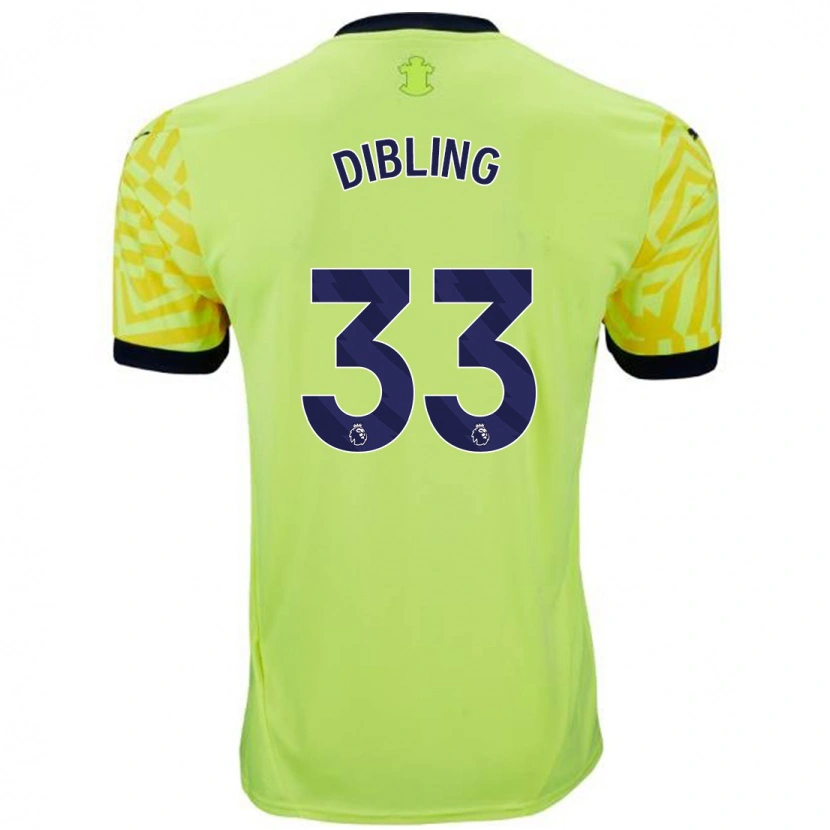 Danxen Mænd Tyler Dibling #33 Gul Udebane Spillertrøjer 2024/25 Trøje T-Shirt