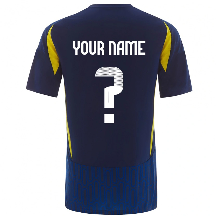 Danxen Mænd Dit Navn #0 Blå Gul Udebane Spillertrøjer 2024/25 Trøje T-Shirt