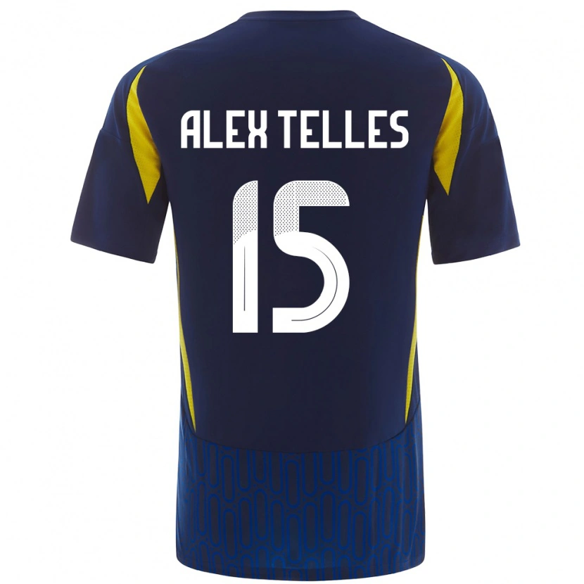 Danxen Mænd Alex Telles #15 Blå Gul Udebane Spillertrøjer 2024/25 Trøje T-Shirt